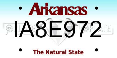 IA8E972 Arkansas License Plate