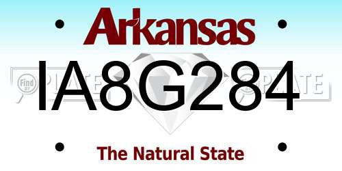 IA8G284 Arkansas License Plate