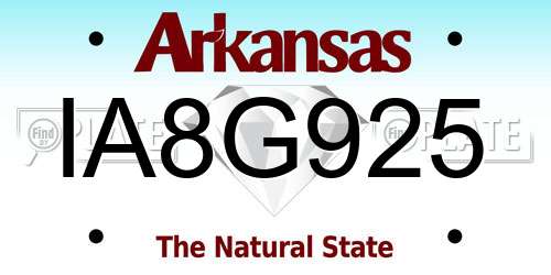 IA8G925 Arkansas License Plate