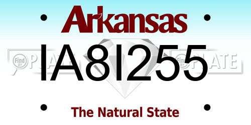 IA8I255 Arkansas License Plate