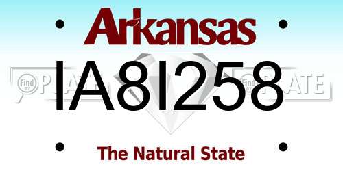 IA8I258 Arkansas License Plate