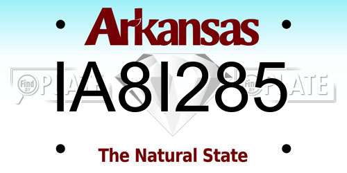 IA8I285 Arkansas License Plate