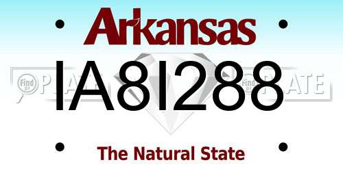 IA8I288 Arkansas License Plate