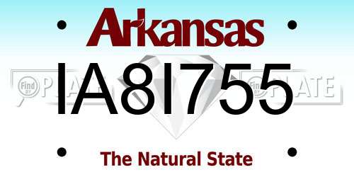 IA8I755 Arkansas License Plate