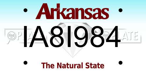 IA8I984 Arkansas License Plate