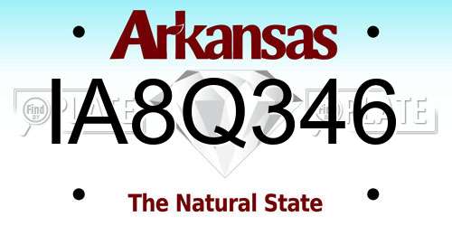 IA8Q346 Arkansas License Plate