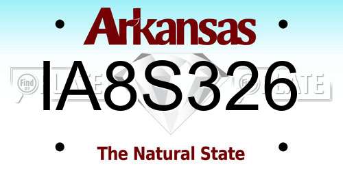 IA8S326 Arkansas License Plate