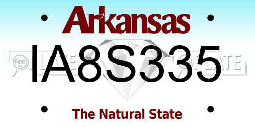 IA8S335 Arkansas License Plate