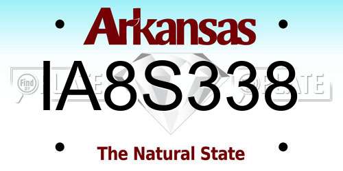 IA8S338 Arkansas License Plate