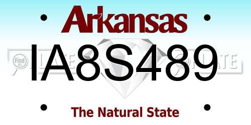 IA8S489 Arkansas License Plate