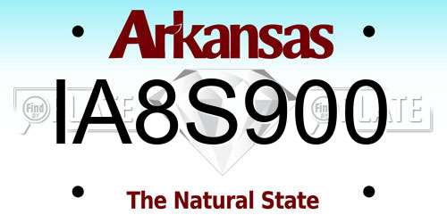 IA8S900 Arkansas License Plate