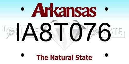 IA8T076 Arkansas License Plate