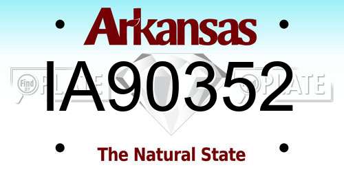 IA90352 Arkansas License Plate
