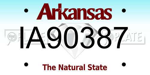 IA90387 Arkansas License Plate