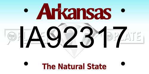 IA92317 Arkansas License Plate