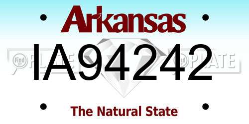 IA94242 Arkansas License Plate