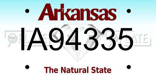 IA94335 Arkansas License Plate
