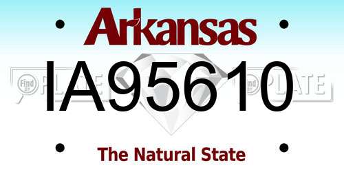IA95610 Arkansas License Plate