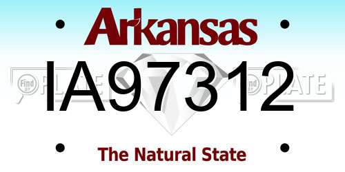 IA97312 Arkansas License Plate