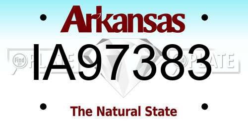 IA97383 Arkansas License Plate