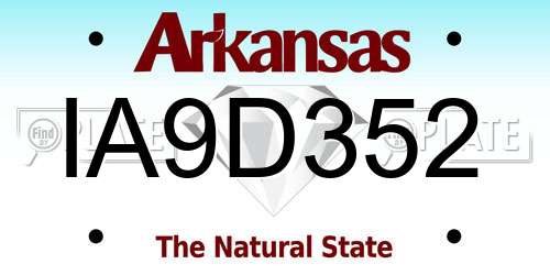 IA9D352 Arkansas License Plate