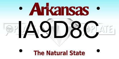 IA9D8C Arkansas License Plate