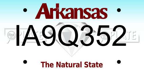 IA9Q352 Arkansas License Plate