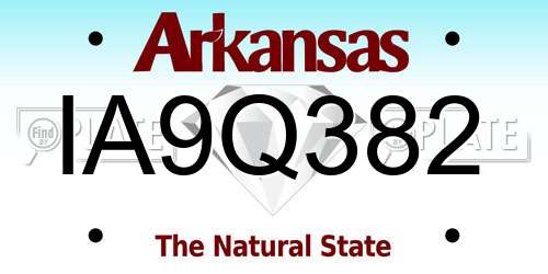 IA9Q382 Arkansas License Plate