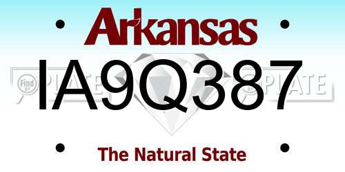 IA9Q387 Arkansas License Plate