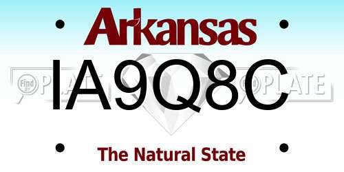 IA9Q8C Arkansas License Plate
