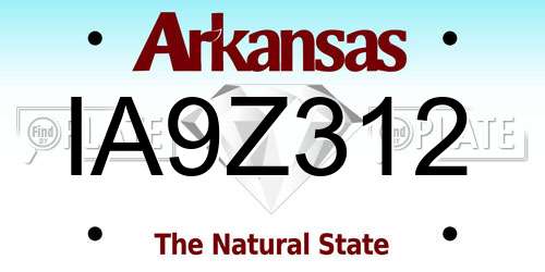 IA9Z312 Arkansas License Plate