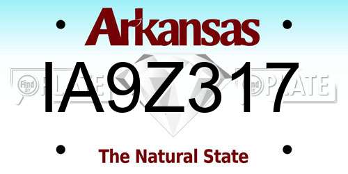 IA9Z317 Arkansas License Plate