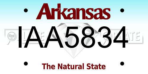 IAA5834 Arkansas License Plate