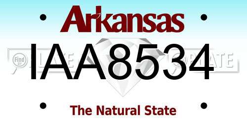 IAA8534 Arkansas License Plate