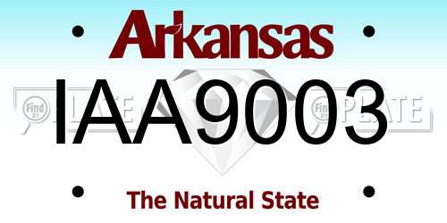 IAA9003 Arkansas License Plate