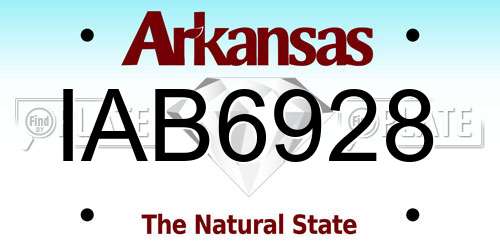 IAB6928 Arkansas License Plate