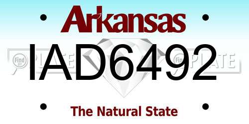IAD6492 Arkansas License Plate