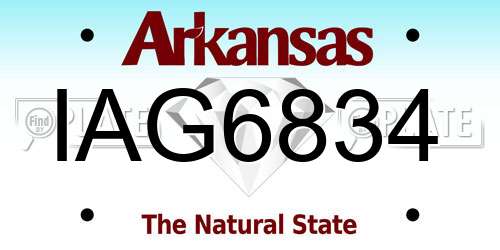 IAG6834 Arkansas License Plate