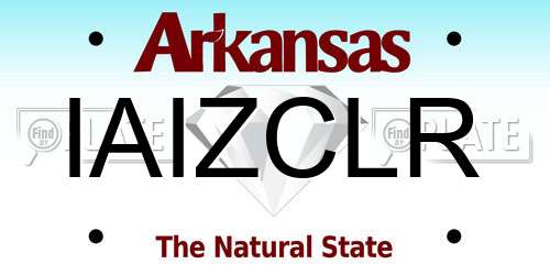 IAIZCLR Arkansas License Plate