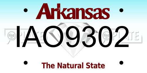 IAO9302 Arkansas License Plate