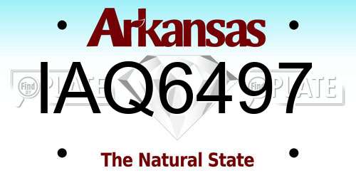 IAQ6497 Arkansas License Plate