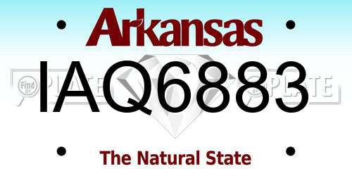 IAQ6883 Arkansas License Plate