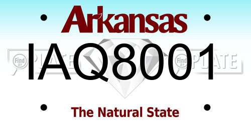 IAQ8001 Arkansas License Plate