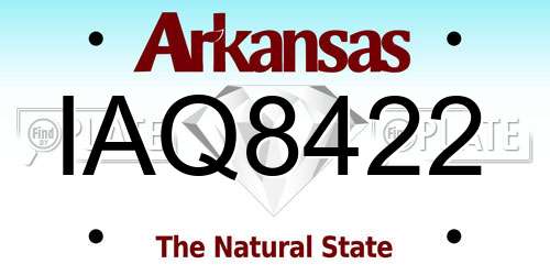 IAQ8422 Arkansas License Plate
