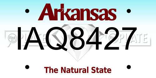 IAQ8427 Arkansas License Plate