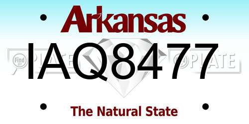 IAQ8477 Arkansas License Plate