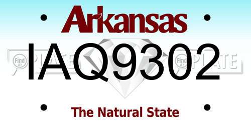 IAQ9302 Arkansas License Plate