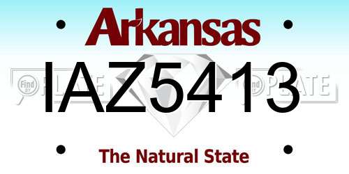 IAZ5413 Arkansas License Plate