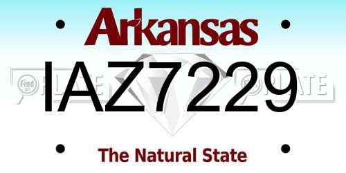 IAZ7229 Arkansas License Plate