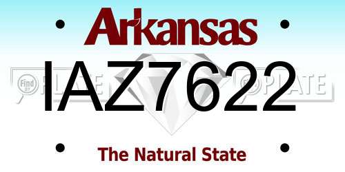 IAZ7622 Arkansas License Plate